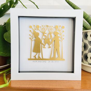 Framed Personalised 50th Golden Wedding Paper Cut Art, 6 of 9