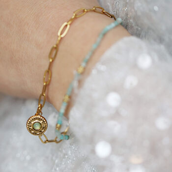 Delicate Charm Layered Bracelet – Gold And Amazonite, 6 of 8