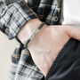 Men's Navy Antiqued Woven Leather Bracelet, thumbnail 4 of 5