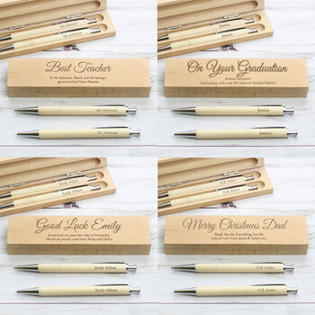 Personalised Message Wooden Pen And Pencil Box Set, 10 of 10