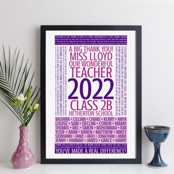 Personalised Teacher Thank You Print With Class Names, 4 of 11