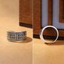 Adjustable Silver Open Vintage Mandala Statement Ring, thumbnail 3 of 6