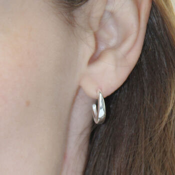 Sterling Silver Polished Hoop Earrings, 3 of 4