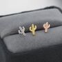 Tiny Cactus Stud Earrings In Sterling Silver, thumbnail 1 of 12