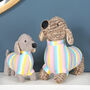 Knitted Pastel Sausage Dog Soft Toy, thumbnail 4 of 4