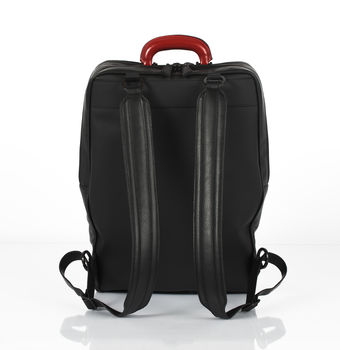 Barbican Black Unisex Leather Backpack, 3 of 8