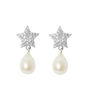 Silver Star Pearl Earrings, thumbnail 1 of 4