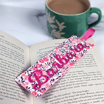 Liberty Pink Floral Personalised Bookmark, 2 of 3