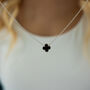 Black Four Leaf Clover Necklace, thumbnail 3 of 6