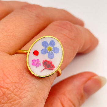 Ring With Real Flowers In Marie Antoinette Style, 2 of 12