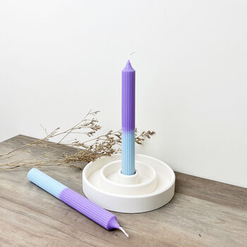 Two Tone Blue And Purple Taper Candles, 3 of 4