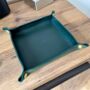 Personalised Dark Racing Green Leather Accessories Tray, thumbnail 5 of 12