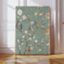 Set Of Two Chinoiserie Pastel Green Floral Bird Art Prints, thumbnail 3 of 4