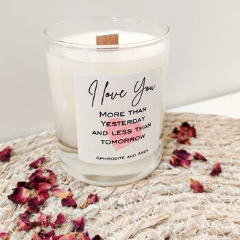 Personalised Valentine's Candle With Wooden Wick, 5 of 5