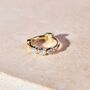 9k Solid Gold Mini Diamond Trilogy Huggie Hoop Earring, thumbnail 1 of 4