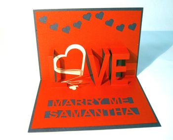 Love Heart Personalised Pop Up Valentine's Card, 4 of 5