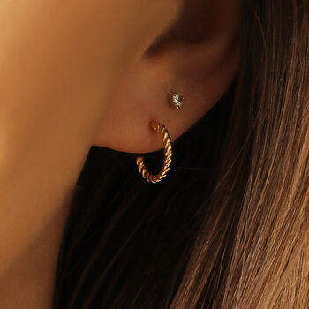 Mini Twist Hoop Earrings In 18ct Gold Vermeil Plated, 2 of 4