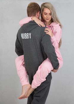 Adult Personalised Hubby And Wifey Onesies, 2 of 3