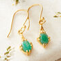Emerald Gold Plated Silver Antique Style Drop Earrings, thumbnail 2 of 12