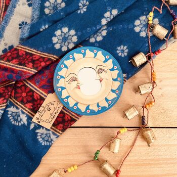 Celestial Moon Mini Wooden Handmade Decorative Mirror, 8 of 8