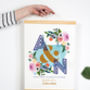 Personalised Paper Anniversary Floral Initials Print, thumbnail 1 of 4