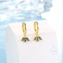 Sterling Silver Mystic Black Cz Marquise Crown Huggie Hoop Earrings, thumbnail 2 of 11