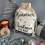 Personalised Christmas Eve Bag Natural With Black, thumbnail 2 of 12