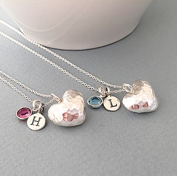 Personalised Hammered Silver Heart Necklace, 4 of 7