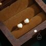 Sterling Silver White Opal Heart Screw Back Earrings, thumbnail 7 of 11