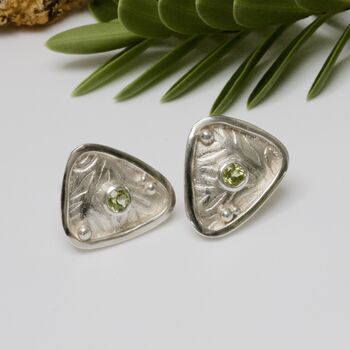 Sterling Silver Gemstone Celtic Warrior Shield Earrings, 7 of 8