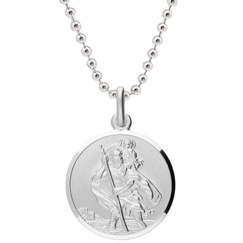 Classic St Christopher Sterling Silver Necklace 27mm, 5 of 10