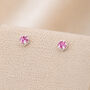 3mm Sterling Silver Tourmaline Pink Crystal Stud Earrings, thumbnail 1 of 5