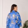 Electric Blue Dynastic Bird Print Light Weight Kimono, thumbnail 3 of 5