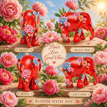 Peony Lover Limited Edition Original Elephant Statue, 3 of 10