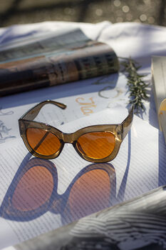 Brown Thick Framed Chunky Cat Eye Sunglasses, 7 of 7
