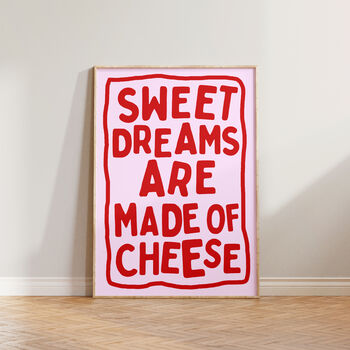 Kitchen Food Print Funny Cheese Typography Wall Art, 2 of 9