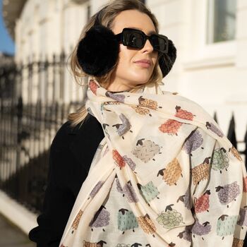 Colourful Sheep Print Scarf In Personalised Gift Box, 6 of 8