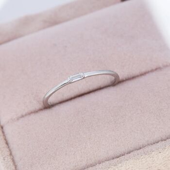 Single Baguette Cz Ring In Sterling Silver, 5 of 11