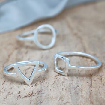 Geometric Rings. Sterling Silver Shape Rings, 7 of 12