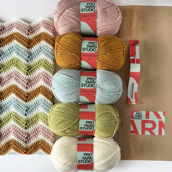Zig Zag Crochet Blanket Kit With Everything Included, 2 of 9