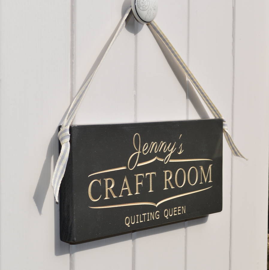 Personalised Engraved Wooden Craft Room Sign By Winning Works Personalised Engraved Wooden Craft Room Sign