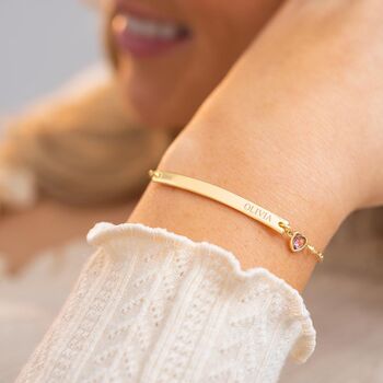Heart Birthstone And Bar Personalised Bracelet, 2 of 12