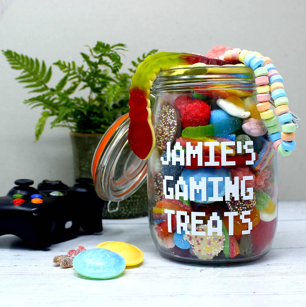 'Gaming Treats' Personalised Retro Sweets Jar, 1 of 5