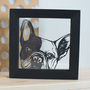 Framed Handmade Personalised Pet Portrait Papercut, thumbnail 2 of 7