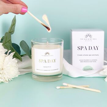 Spa Day Eucalyptus Scented Luxury Soy Wax Candle Gift, 2 of 3
