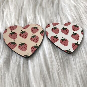 Pink Strawberries Heart Coaster, 4 of 4