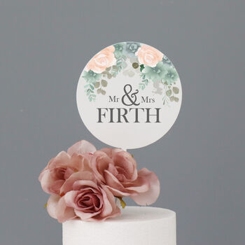 Wedding Cake Topper Blush Pink And Floral, 3 of 5