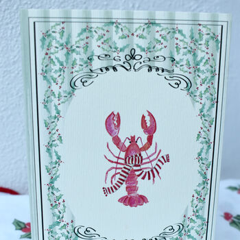 Festive Lobster And Holly Card, 3 of 5