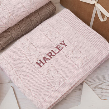 Unisex Chunky Cable Knitted Baby Blanket, 4 of 12