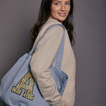 Personalised Leopard Print Initial Tote Bag, 3 of 6